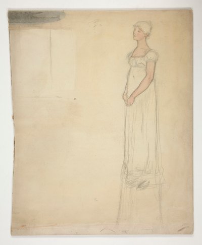 Schets van een vrouw - kostuumstudie voor een toneelstuk? door Edwin Austin Abbey