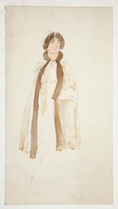 Schets van een vrouw - kostuumstudie voor een toneelstuk? door Edwin Austin Abbey