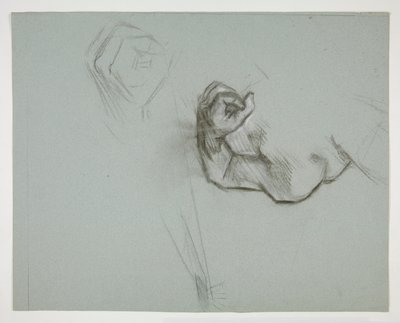 Schets van een bovenlichaam en gebalde vuist door Edwin Austin Abbey