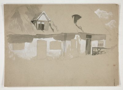 Schets van de buitenkant van een huisje door Edwin Austin Abbey
