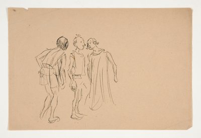 Schets van drie mannen (studie voor 1937.1072?), uit Koopman van Venetië door Edwin Austin Abbey