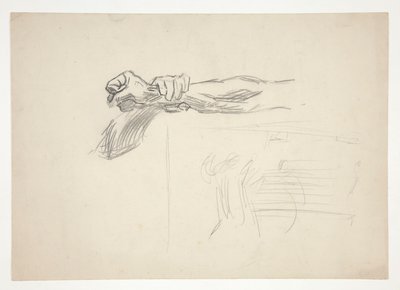 Schets van twee armen in gevecht door Edwin Austin Abbey