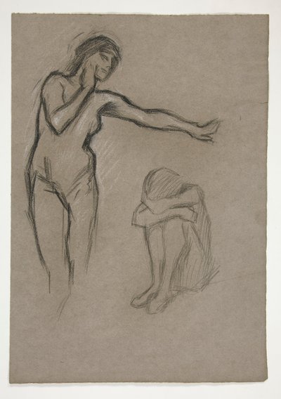 Schets van twee figuren door Edwin Austin Abbey