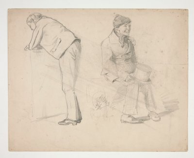 Schets van twee mannen - niet-geïdentificeerde illustratie door Edwin Austin Abbey