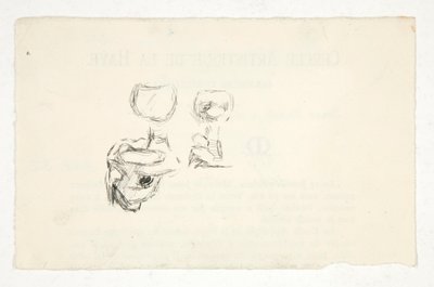 Schetsen van handen die wijnglazen vasthouden door Edwin Austin Abbey