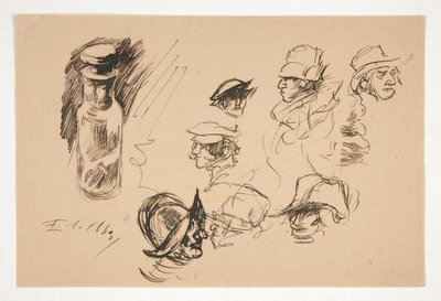 Studies van fles en hoofden door Edwin Austin Abbey