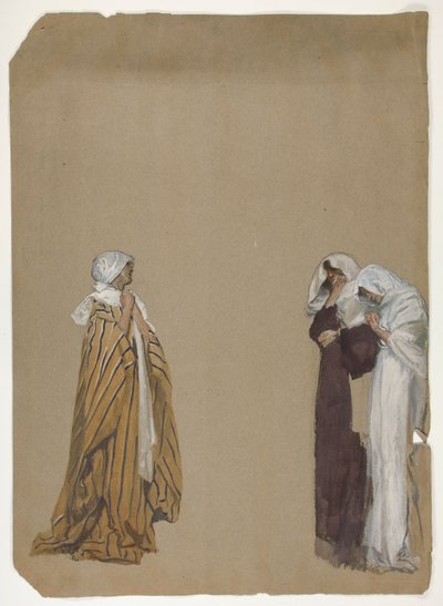 Studie. Drie figuren door Edwin Austin Abbey