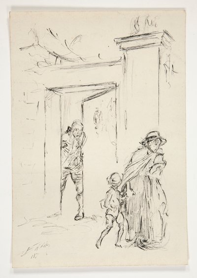 Studie voor .1208 - illustratie voor Oliver Goldsmith door Edwin Austin Abbey