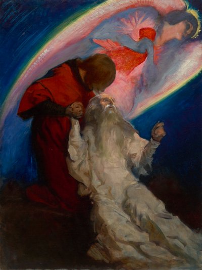 Studie voor Amfortas Bevrijd door Galahad, in De Zoektocht en Prestatie van de Heilige Graal, Boek Leveringskamer, Boston Openbare Bibliotheek door Edwin Austin Abbey