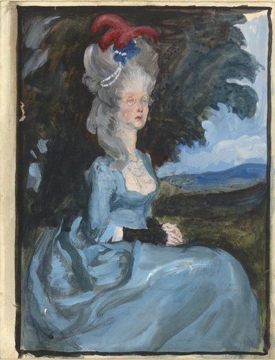 Studie voor Tante Pedigree, uit Oliver Goldsmith door Edwin Austin Abbey