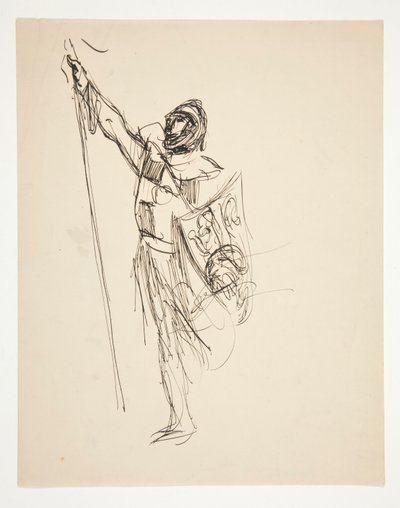 Studie voor Kruisvaarders die Jeruzalem zien door Edwin Austin Abbey