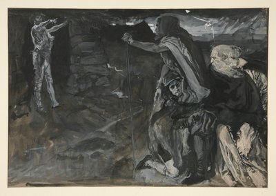 Studie voor King Lear (?) door Edwin Austin Abbey