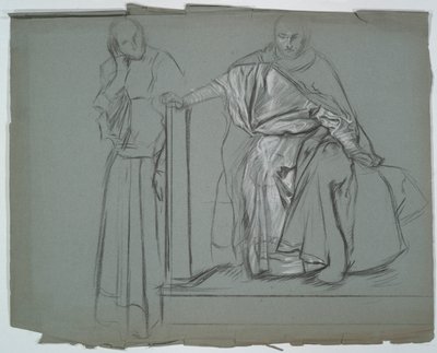 Studie voor Koning en begeleiders in Hamlet door Edwin Austin Abbey