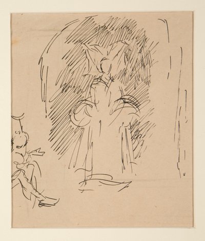 Studie voor priester en de grote dame door Edwin Austin Abbey