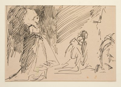 Studie voor Priester en de Grote Dame door Edwin Austin Abbey