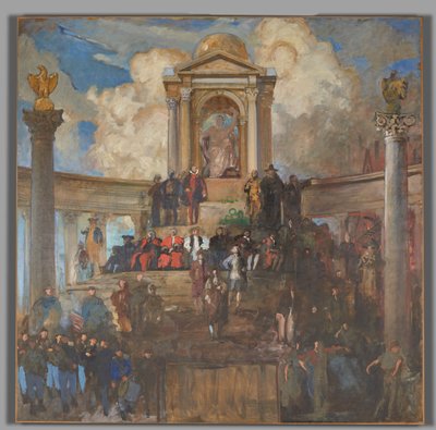 Studie voor De Apotheose van Pennsylvania, Huis van Afgevaardigden Kamer, Pennsylvania State Capitol, Harrisburg door Edwin Austin Abbey