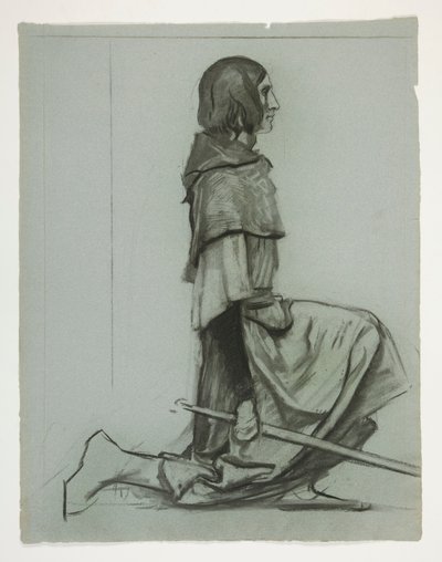 Studie voor De Sleutel tot het Kasteel, uit De Zoektocht naar de Heilige Graal (een serie van vijftien schilderijen voor de Boston Public Library, voltooid in 1901) door Edwin Austin Abbey