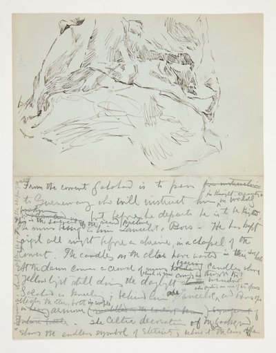 Studie voor De zoektocht naar de Heilige Graal (serie van vijftien schilderijen voor de Boston Public Library, voltooid in 1901): studie van draperie door Edwin Austin Abbey