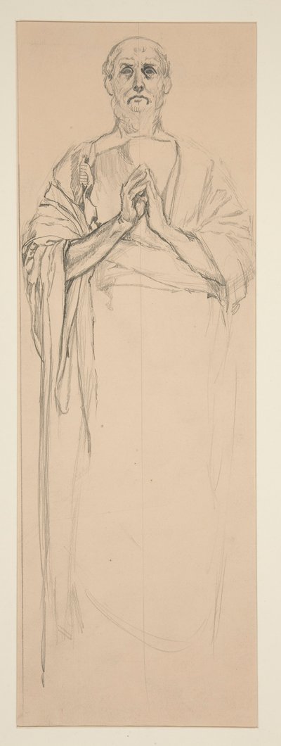 Studie voor een glas-in-loodraam met afbeelding van St. Peter, Parijs door Edwin Austin Abbey