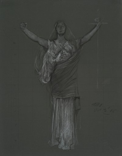 Studie voor allegorisch figuur van Wet, rondel in de rotonde van het Pennsylvania State Capitol gebouw, Harrisburg, 1902-1911 door Edwin Austin Abbey