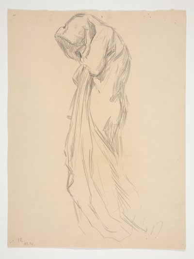 Studie voor figuur van middernacht door Edwin Austin Abbey