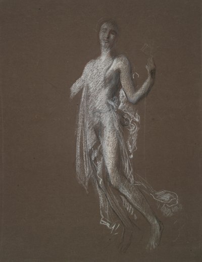 Studie voor figuur van 5 uur(?) door Edwin Austin Abbey