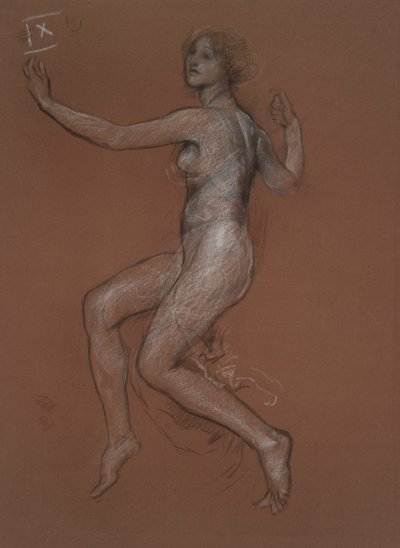 Studie voor figuur van 9 uur door Edwin Austin Abbey