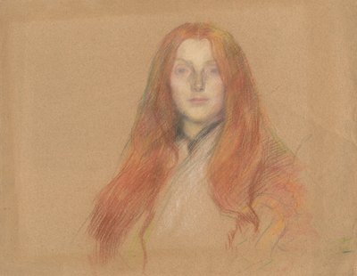 Studie voor hoofd van Ophelia door Edwin Austin Abbey