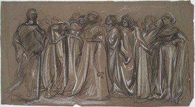 Studie voor de gevangen deugden, figurenstudie door Edwin Austin Abbey