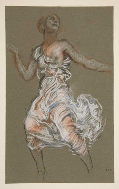 Studie voor de figuur van 12 uur door Edwin Austin Abbey