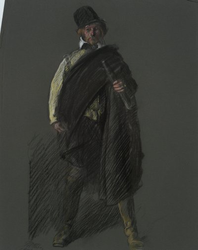 Studie voor de figuur van kapitein Peter Minuit, in  door Edwin Austin Abbey