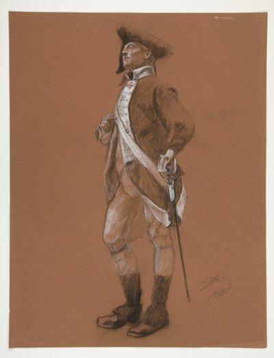 Studie voor de figuur van generaal Anthony Wayne, in de door Edwin Austin Abbey