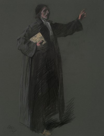 Studie voor de figuur van Johann Kelpius door Edwin Austin Abbey