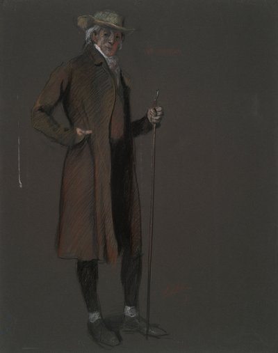 Studie voor de figuur van John Bartram, in door Edwin Austin Abbey