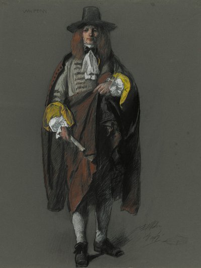 Studie voor de figuur van William Penn door Edwin Austin Abbey