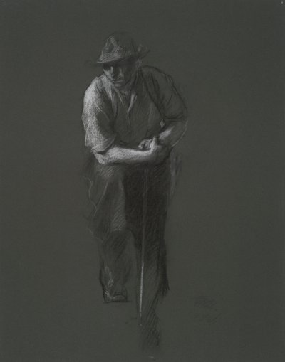 Studie voor de figuur van een arbeider(?) door Edwin Austin Abbey