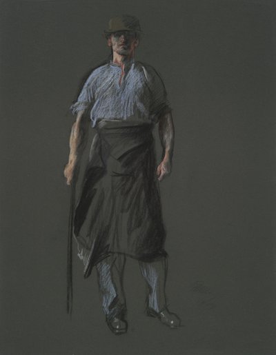 Studie voor de figuur van een arbeider door Edwin Austin Abbey
