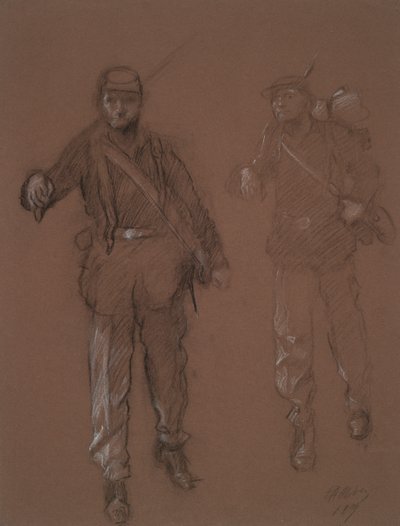 Studie voor de figuren van twee soldaten uit de burgeroorlog door Edwin Austin Abbey