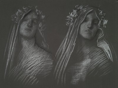 Studie voor het hoofd van Blanchefleur door Edwin Austin Abbey