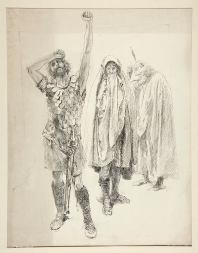 Studie voor een niet-geïdentificeerd Shakespeare-stuk door Edwin Austin Abbey