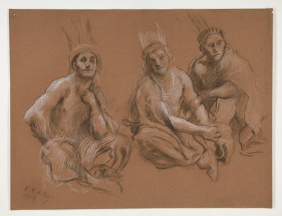 Studie van 3 Indianen door Edwin Austin Abbey