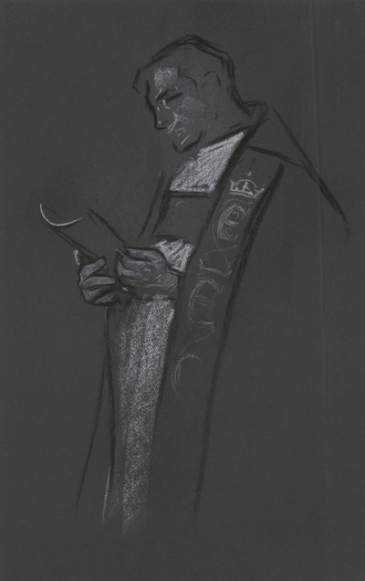 Studie van een bisschop voor de kroning van Edward VII door Edwin Austin Abbey