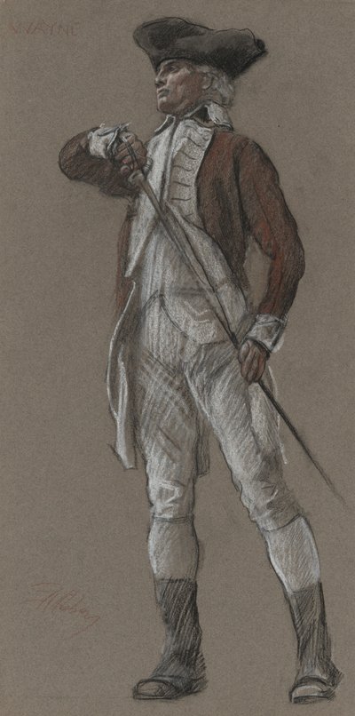 Studie van generaal Wayne, voor muurschildering in het staatskapitool (Apotheose van Pennsylvania) in Harrisburg, Pennsylvania, 1902-1911 (voltooid door John Singer Sargent) door Edwin Austin Abbey