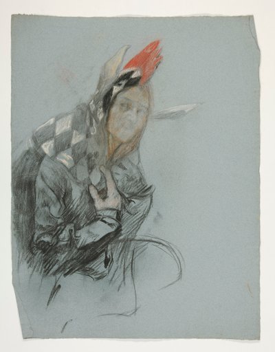 Studie van nar (ongebruikt), voor de zoektocht naar de Heilige Graal door Edwin Austin Abbey