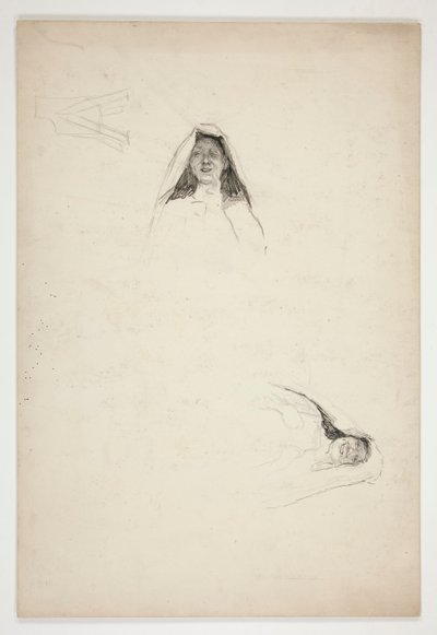 Studie van twee hoofden, Jaquenetta, uit Liefde door Edwin Austin Abbey