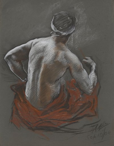 Studie van een zittende Indiër, Figurenstudie voor Penn door Edwin Austin Abbey
