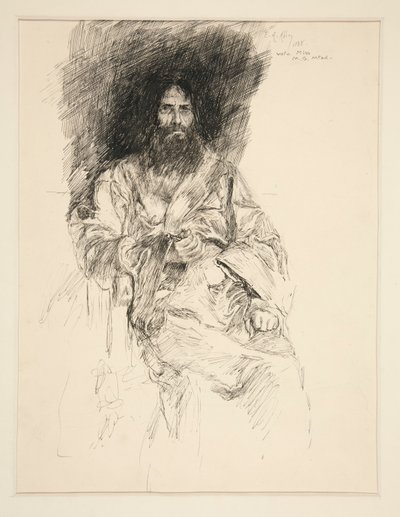 Studie van een bebaarde man (Shakespeare) door Edwin Austin Abbey