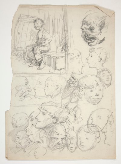 Studie van een jongen, studie van gezichten door Edwin Austin Abbey