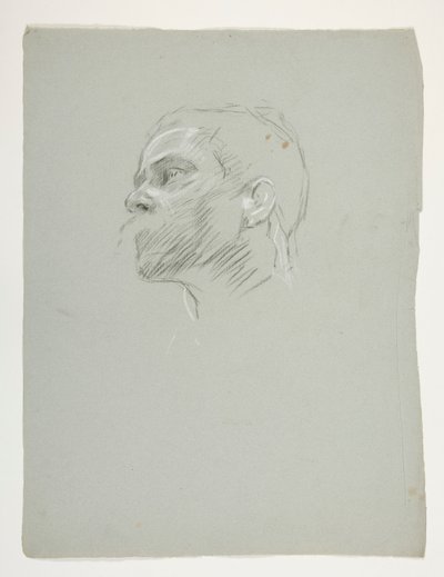 Studie van een hoofd, voor Koning Arthur door Edwin Austin Abbey