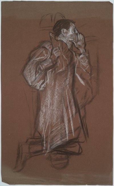 Studie van een Knielende Man, mogelijk voor De Wereld Zonder door Edwin Austin Abbey